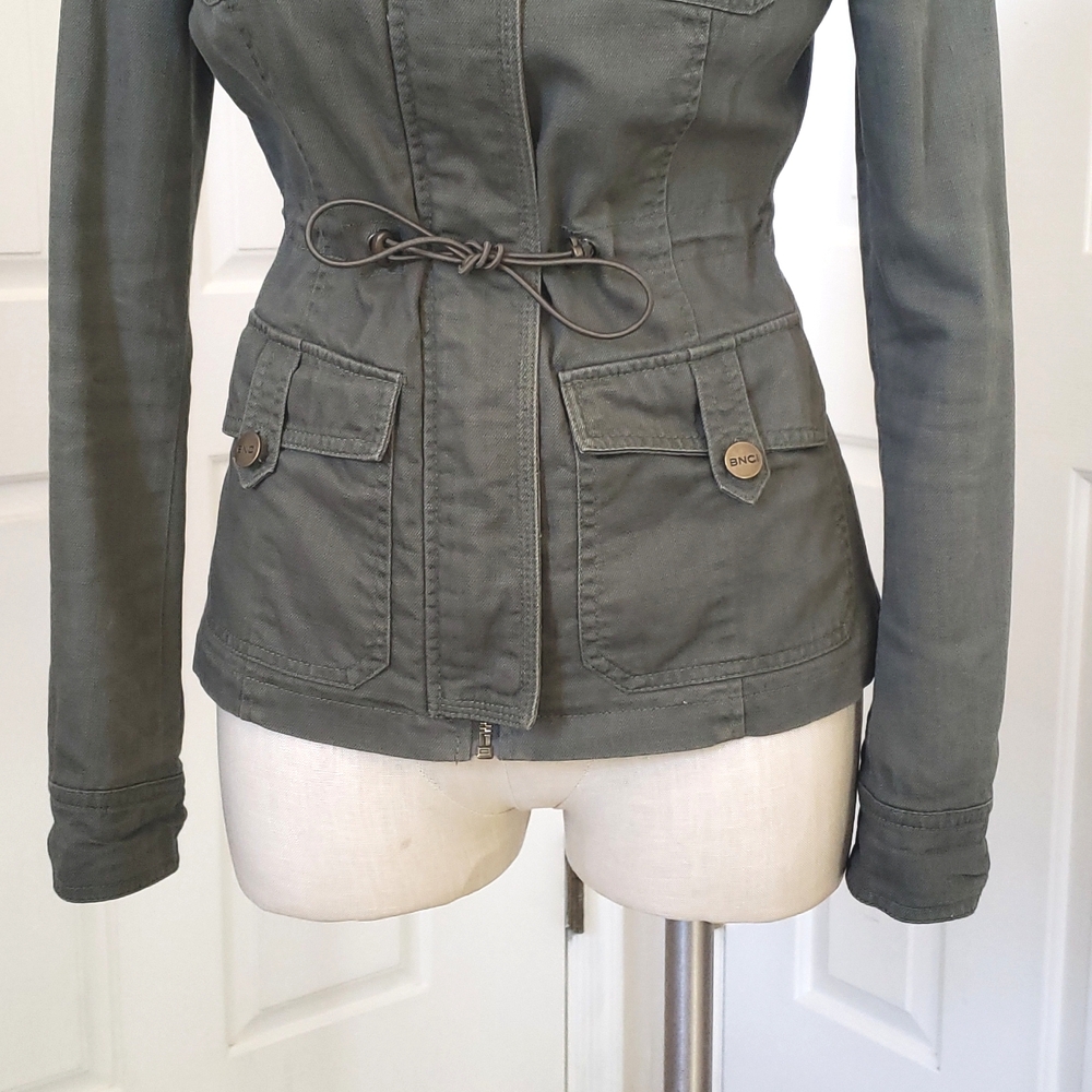 BNCI Hunter Olive Green Utility Jacket XS Technical Canvas Funnel Neck Zip Front - Picture 8 of 16